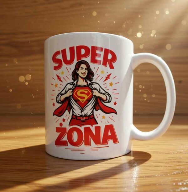 kubek superwomen z napisem super żona
