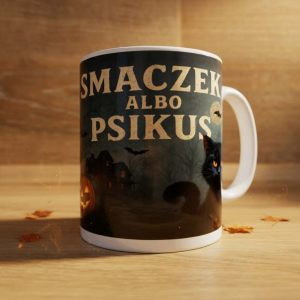 kubek halloween, smaczek albo psikus, kot