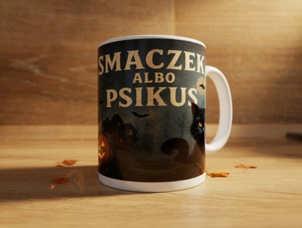 kubek halloween, smaczek albo psikus, kot