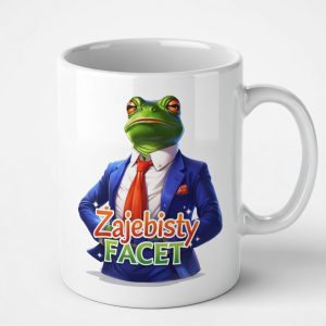 kubek z żabą z napisem żajebisty facet