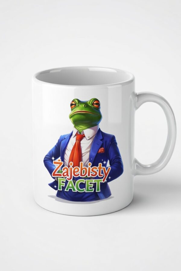 kubek z żabą z napisem żajebisty facet