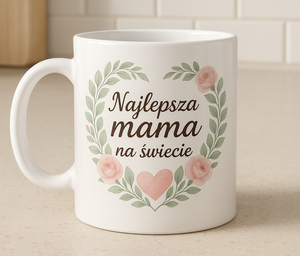 kubek najlepszej mamy na świecie, kwiatowy wzór