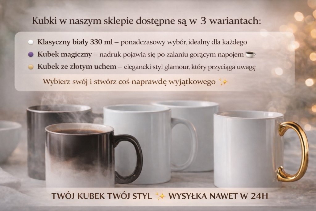 Kubki w różnych wariantach kolorystycznych