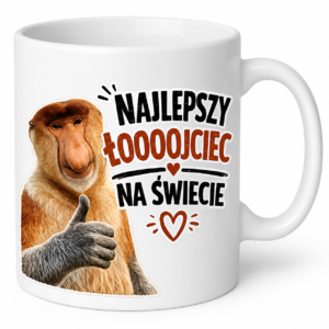 kubek z nosaczem i napis najlepszy łooojciec na świecie