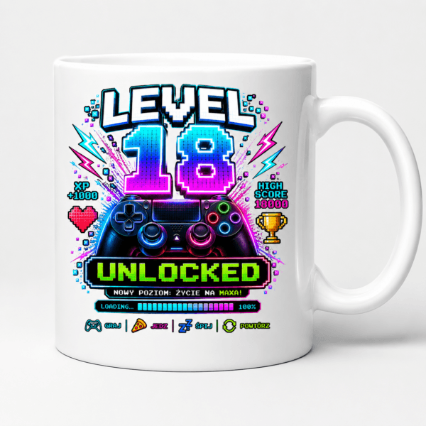 Kubek na 18 Urodziny LEVEL 18