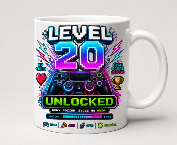 Kubek na 20 Urodziny LEVEL 20