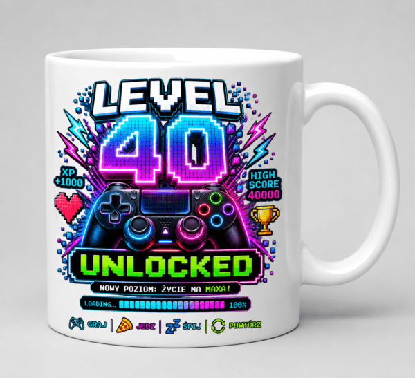 Kubek na 40 Urodziny LEVEL 40