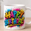 kubek z kolorowym napisem happy birthday