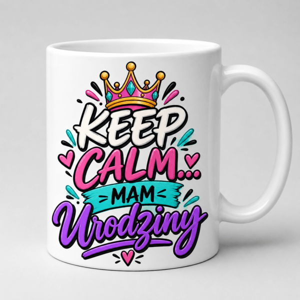 Kubek urodzinowy Keep Calm Mam Urodziny