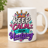 kubek z kolorowym napisem keep calm mam urodziny