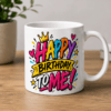 kubek z nadrukiem kolorowy napis happy birthday to me