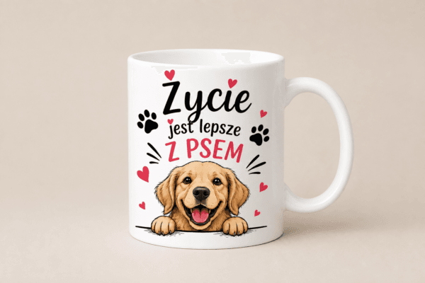 ChatGPT Image 5 sie 2026, 13_04_11 Kubek Życie jest lepsze z psem Golden Retriever