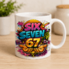 ChatGPT Image 5 sie 2026, 13_37_05 biały kubek z nadrukiem six seven neon retro