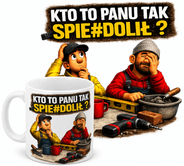 kubekktoto panu biały kubek z nadrukiem kto to panu tak spie#dolił