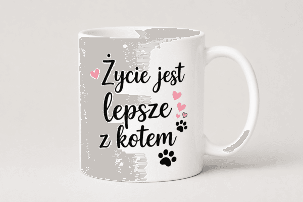 zycie jest lepsze allegro Kubek Życie jest lepsze z kotem