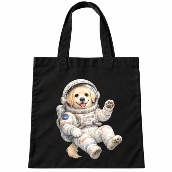 Torba Bawełniana Czarna z Nadrukiem Pies Astronauta