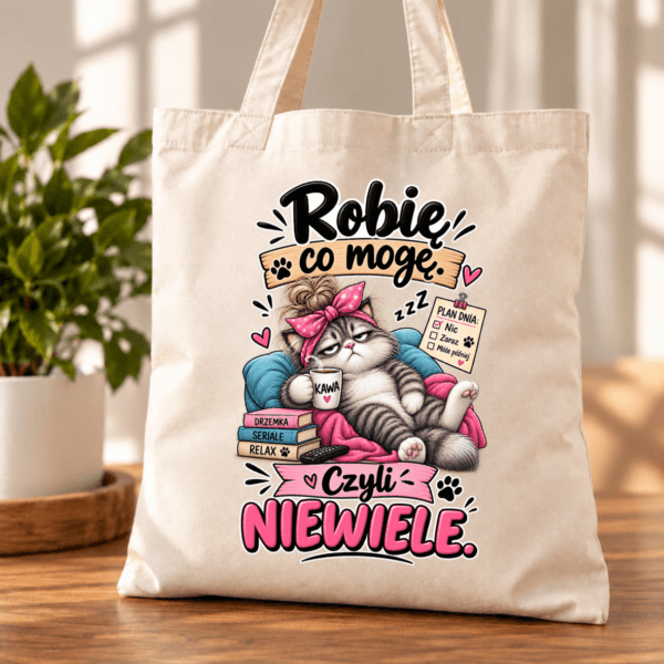 1j Torba bawełniana Robię co mogę śmieszny kot