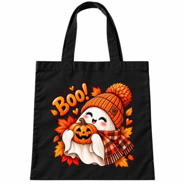 Torba Bawełniana Czarna Halloween Duszek Boo Dynia Jesień