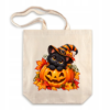33 Torba Bawełniana na Ramię z Dnem Czarny Kot Dynia Halloween