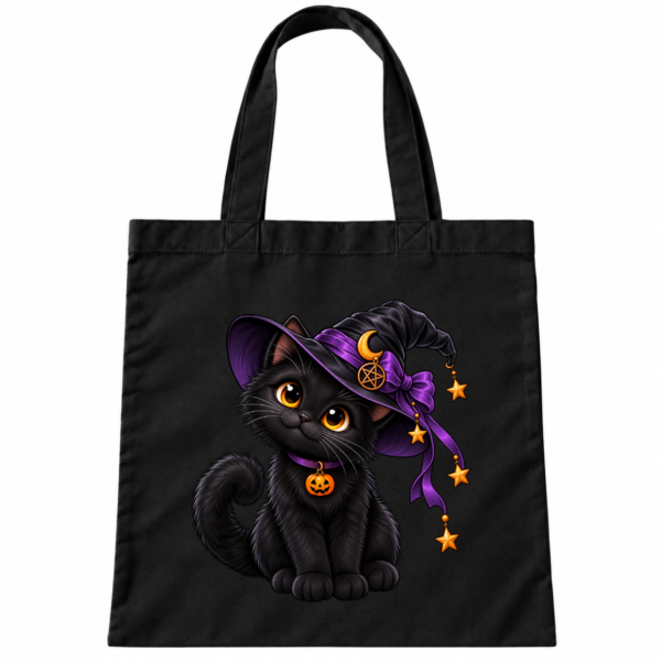 Torba Bawełniana Czarna Halloween Czarny Kot Czarownica