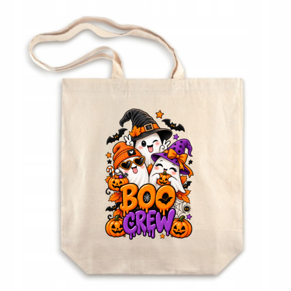 35 Torba Bawełniana na Ramię z Dnem Boo Crew Duszki Halloween