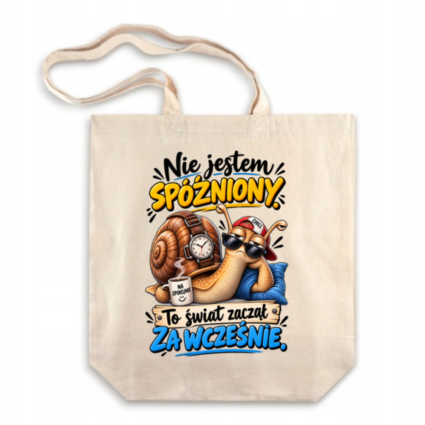 3i Torba bawełniana z dnem Nie jestem spóźniony ślimak