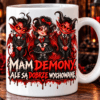 kubek z nadrukiem 3 małych diabłów, z napisem mam demony ale są dobrze wychowane