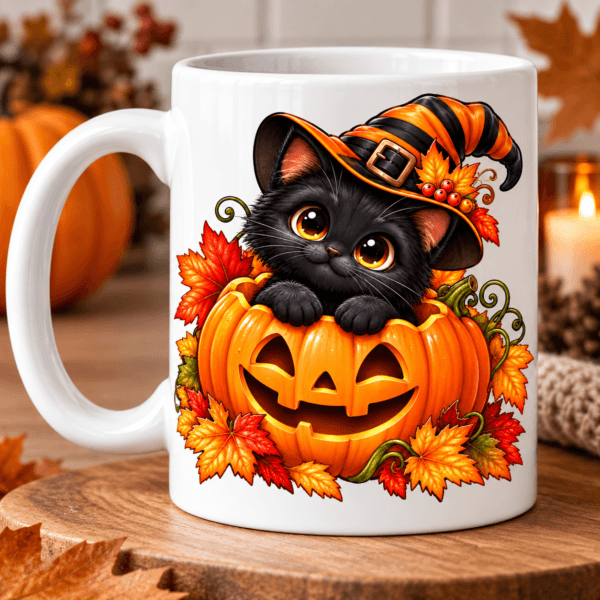 ChatGPT Image 9 wrz 2026, 12_58_30 kubek z nadrukiem halloween, czarny kot w dyni