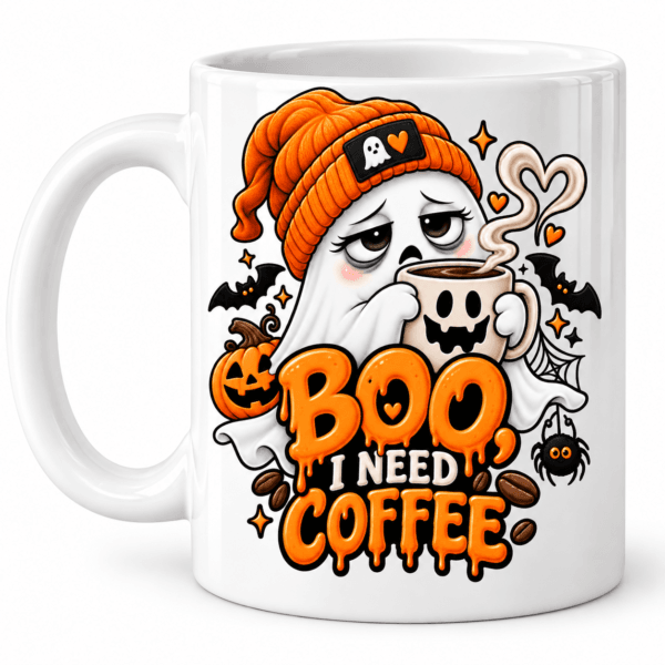 Kubek Halloween Boo I Need Coffee duszek