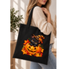 Torba Bawełniana Czarna Halloween Czarny Kot Dynia Wiedźma
