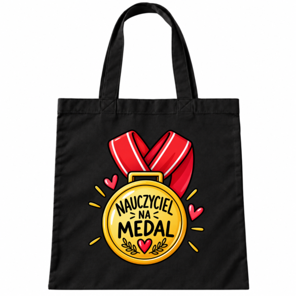 Torba Bawełniana Czarna Nauczyciel na Medal