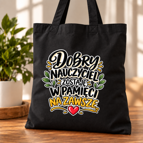 Torba Bawełniana Czarna Dobry Nauczyciel
