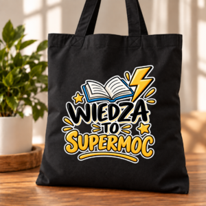 Torba Bawełniana Czarna Wiedza to Supermoc