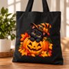 Torba Bawełniana Czarna Halloween Czarny Kot Dynia Wiedźma