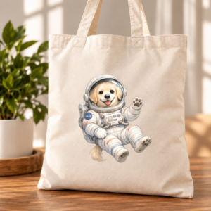 zh torba bawełniana beżowa EKO z nadrukiem psa astronauty